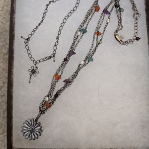 Silpada sterling silver flower and precious stone necklace